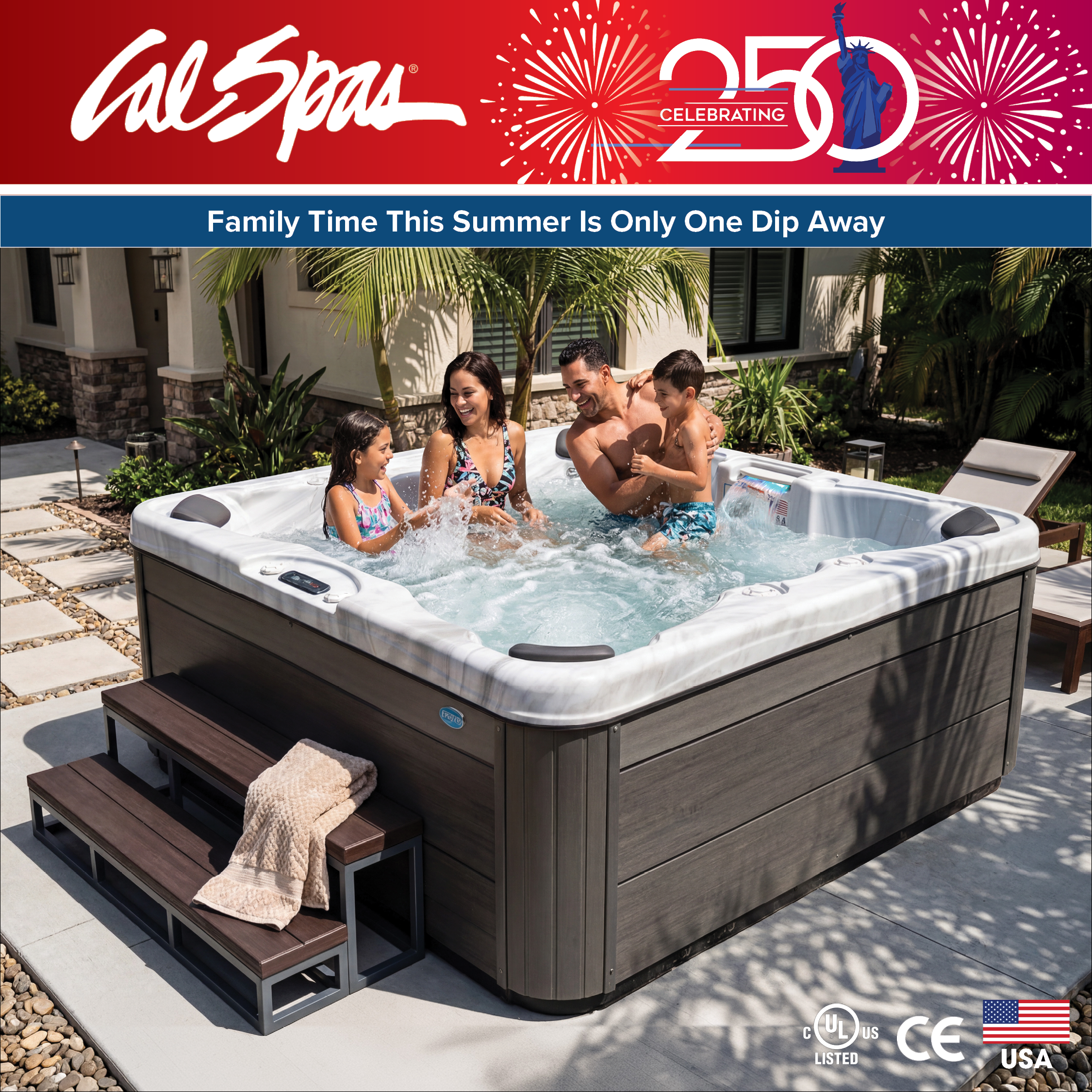 Calspas hot tub being used in a family setting - Johnson City
